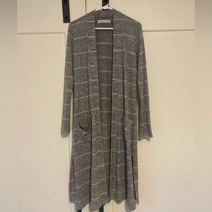 Abercrombie & Fitch Gray Striped Cardigan/Duster XS
